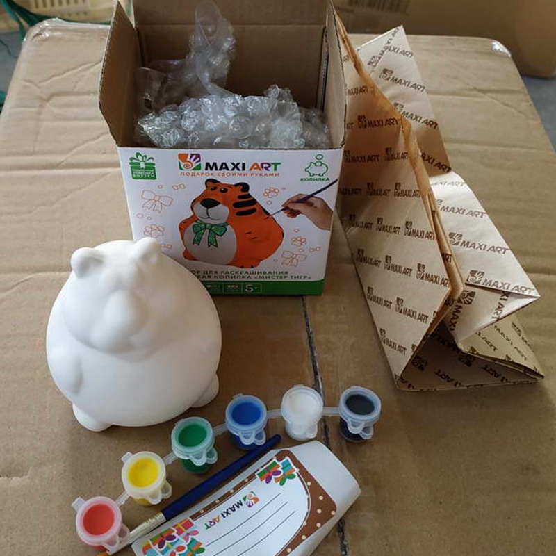 Dinero de cerámica simple DIY colorido niño tanque de ahorro pintado blanco dinosaurio tanque de ahorro de tierra nube muñeca sin quemadura