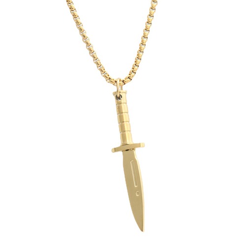 Eurasian Titanium Steel Dagger Pendant Personality Punk Retro Trend Men's Dagger Knife Stainless Steel Necklace Direct Supply Manufacturer