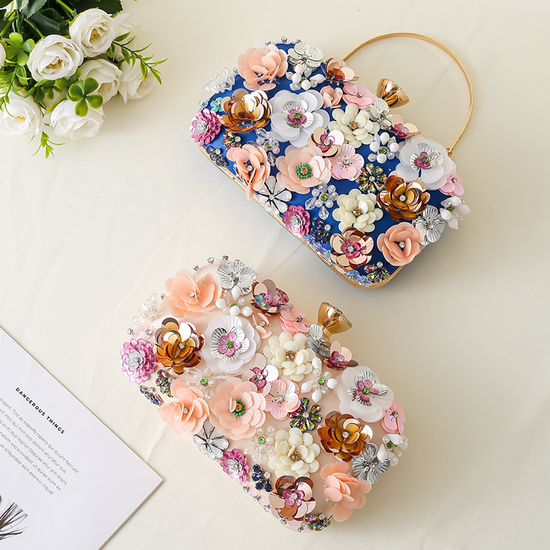 Elegante Abendtasche Mit Blumenperlen Handgefertigt Für Damen_voghion.com