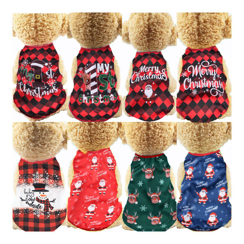 Christmas Cross-Border Dog Clothes Cartoon Pet Vest Teddy Spring and Summer Thin Small Size Dogs Vip Cat Clothing