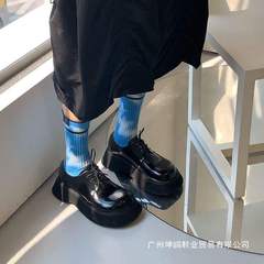 三三与同款厚底大头小皮鞋女英伦厚底德比鞋增高小单鞋复古大头