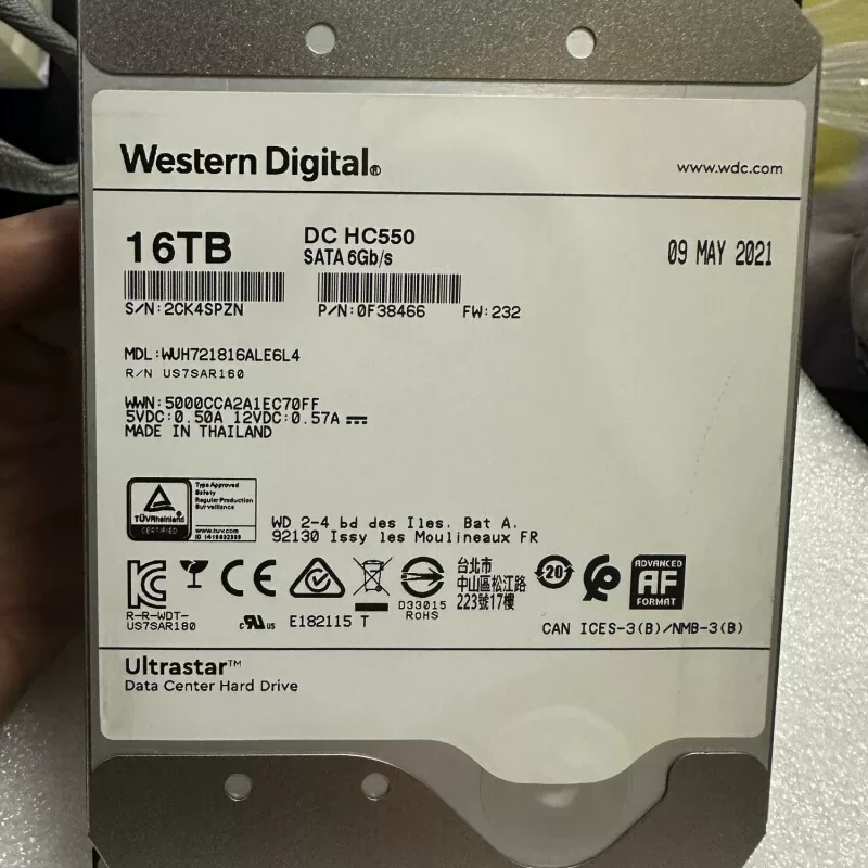 3,5″ Western Digital Ultrastar DC HC550 16 ТБ гелиевый HDD, 7200 об/мин, 512 МБ кэш, SATA