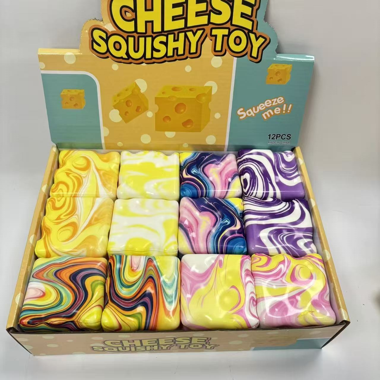 Nuevo producto explosivo bloque de queso suave - amarillo, juguete de descompresión plástica, con función de extrusión