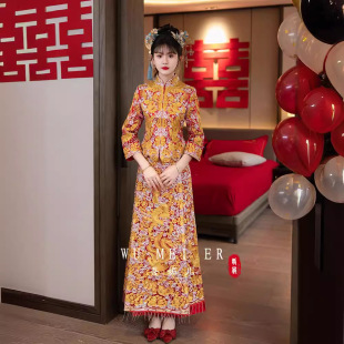 2025 New Dragon and Phoenix Gown Bridal Chinese Wedding Dress Slimming Toast Wedding Gown Women's High-End Gown Royal Wedding Dress