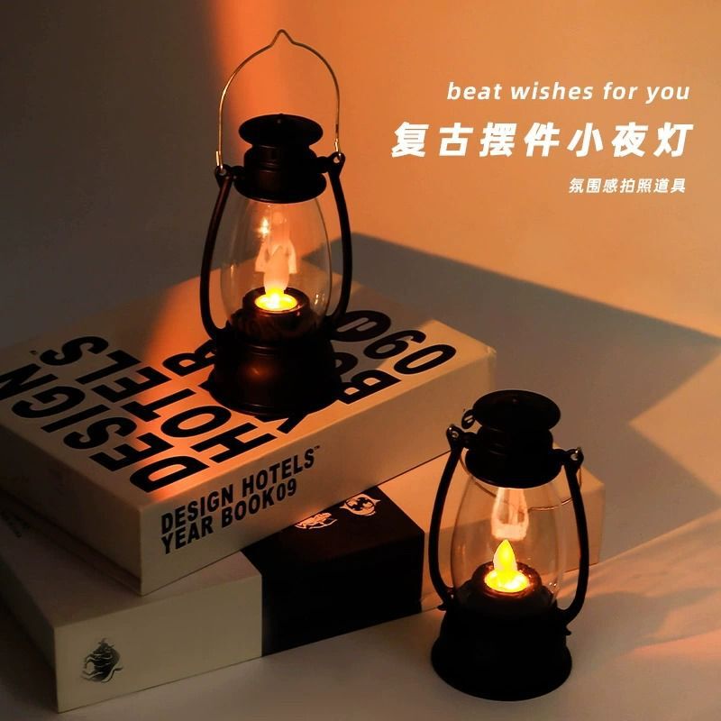 Photo atmosphere pony lantern lights can be shaken retro night light non-open fire dream desktop ornaments photo props