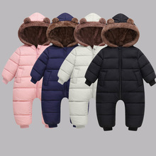 秋冬新款婴幼儿加绒加厚连体爬爬服外出服棉服宝宝连体羽绒服哈衣