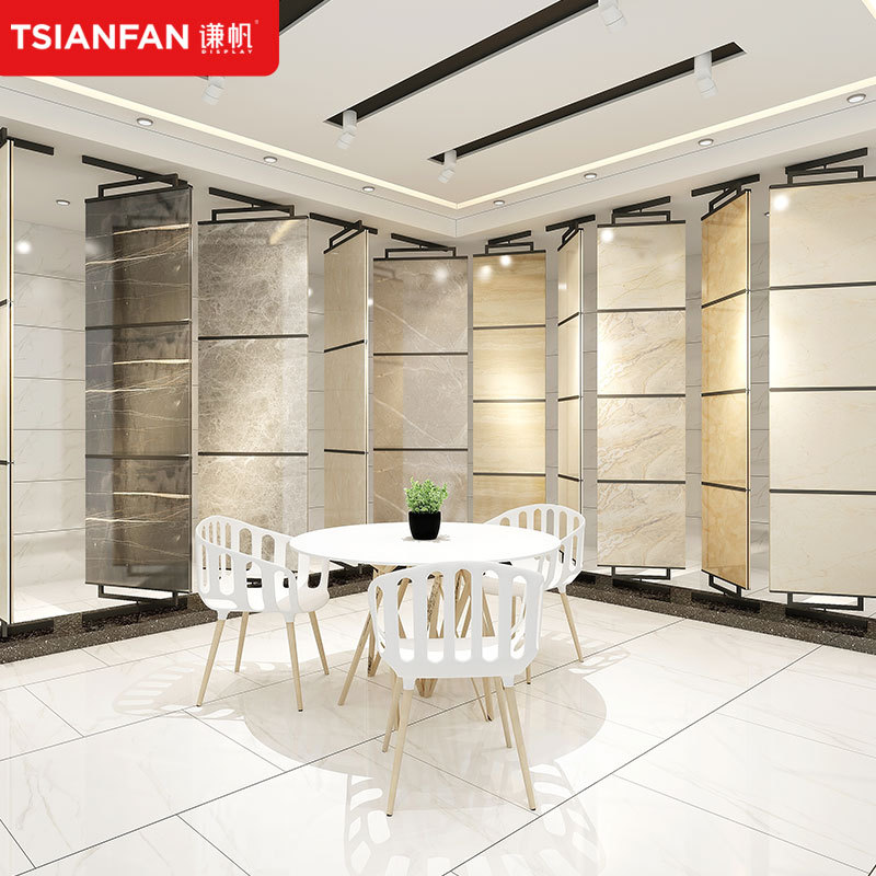 石材瓷砖双面可旋转展架 瓷砖挂墙展示架 大理石展厅展架厂家批发