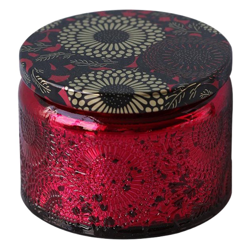 Fragancia para el hogar pequeña taza de vela en relieve de color con tapa botella de vela de vidrio de bricolaje recipiente de vela botella transparente