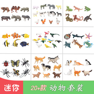 Mini simulation animal model combination suit sand table wild marine animal insect micro landscape ornaments