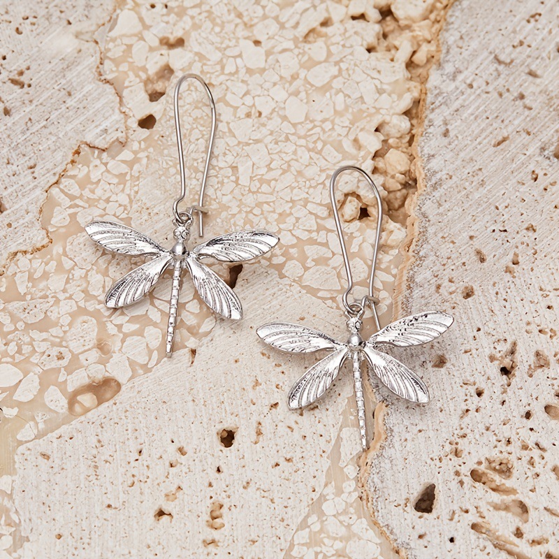 Cross-border retro silver ladies fashion retro dragonfly earrings Bohemian style earrings jewelry factory direct sales
