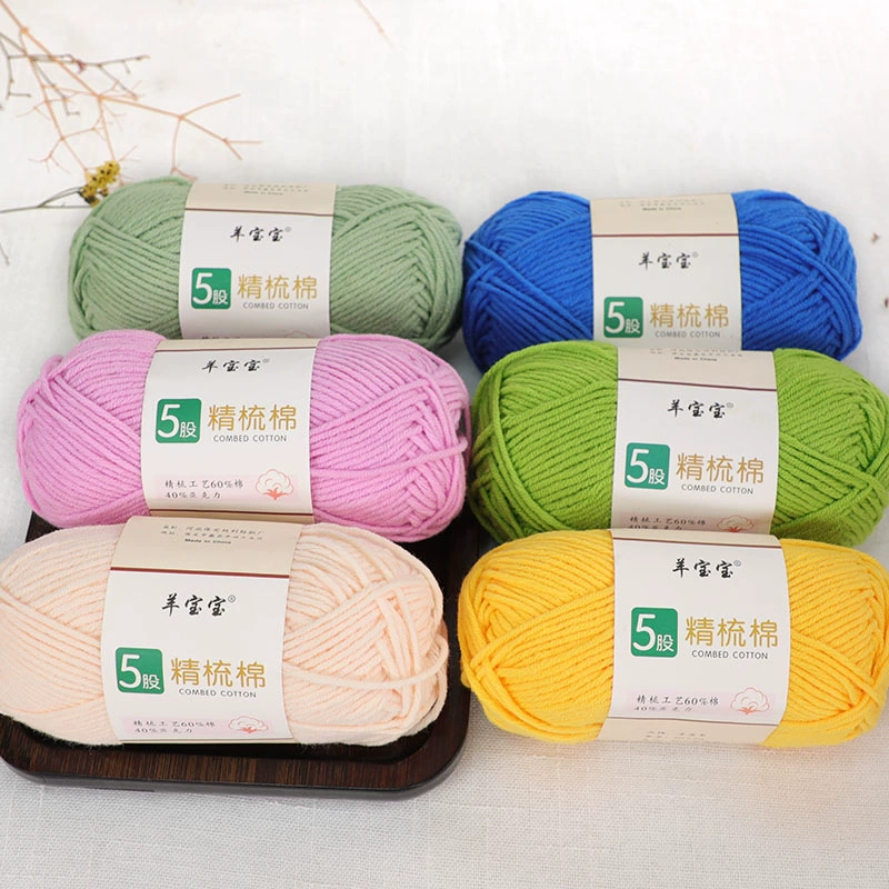 5 гребенчатых молочно-хлопчатобумажных шерстяных нитей