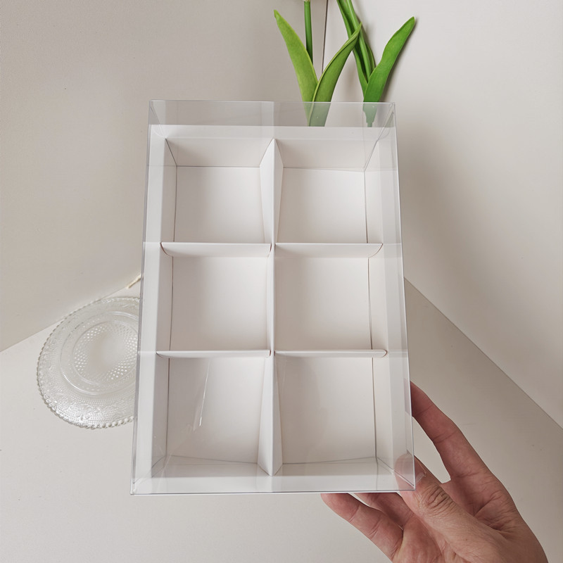 Para llevar olla caliente Jiugongge mayor caja de postre transparente té de la tarde caja de pastel de Luna yema de huevo caja de embalaje crujiente Pequeño Libro Rojo Push