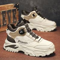 Rotating buttons autumn and winter heightening new sports shoes high-top casual men's shoes thick-soled outdoor workwear Martin boots for men