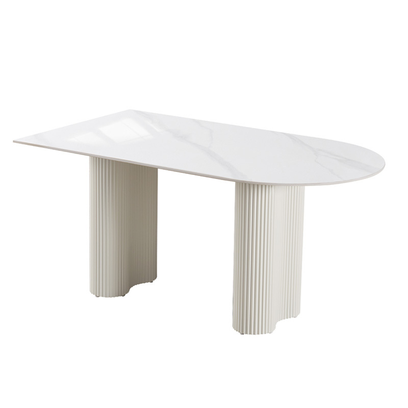 Mesa de comedor moderna y simple de tabla de roca casera estilo medieval nueva mesa de comedor casera hermosa mesa de piernas de maní