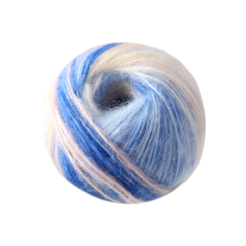 Silk Segment Dye Gradient Colorful Mahair Line Small Cloud Bologna Scarf Hand-woven Shawl Material Bag