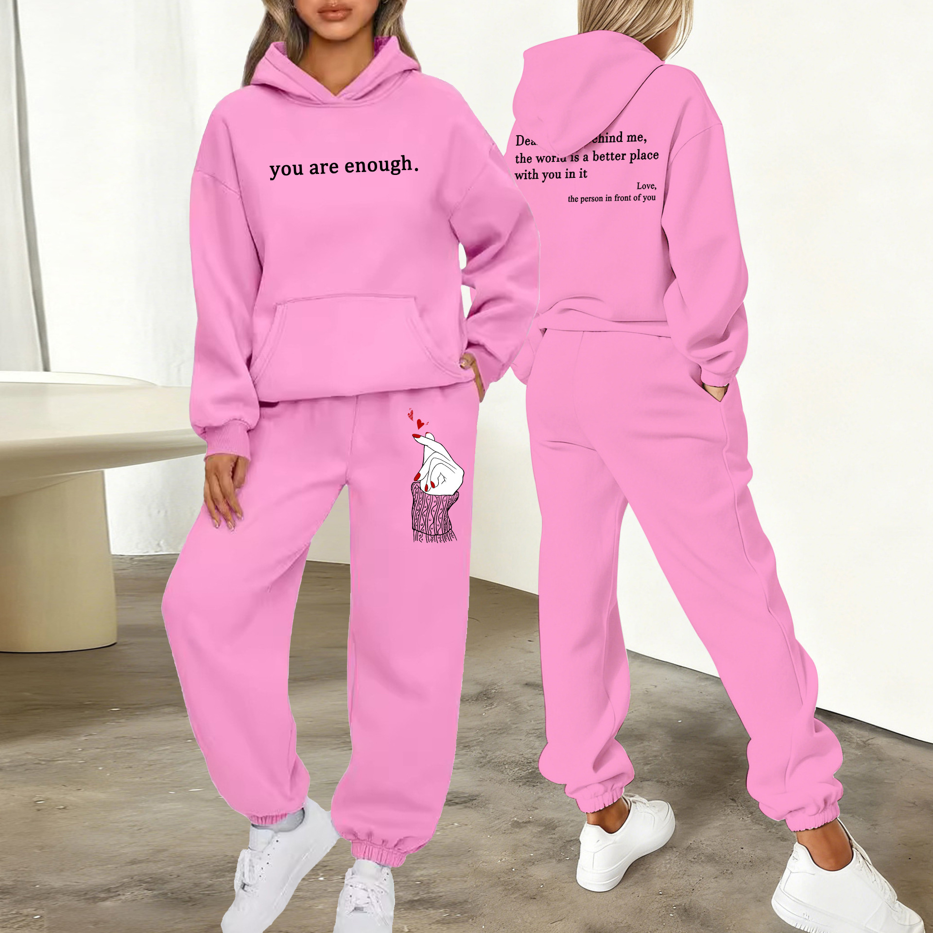 European And American Style Sporty Casual Hooded Sweatshirt Set for Women Long Sleeved Quarter Length Fashion New 2026_ecoleips.com