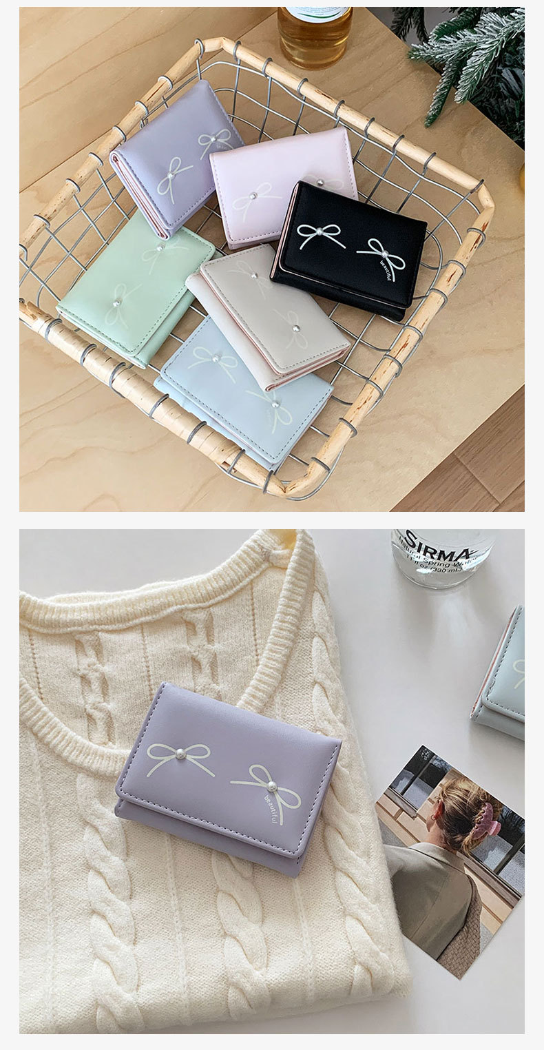 48g Weight Polyester Lining Material Magnetic Buckle Closure Type Small Wallets Bags Type 1 Piece Quantity Holiday, Daily Occasion Pu Leather Material Bow Knot Pattern All Seasons Season Women's Gender Sweet Style Square Shape Women's Bow Knot Pu Leather Magnetic Buckle Wallets 13