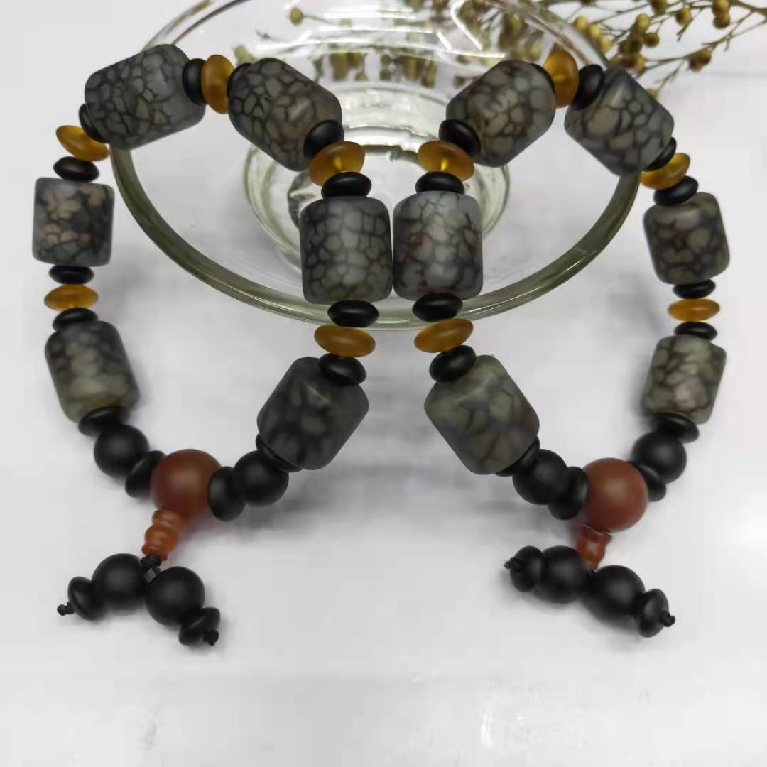 Guangshun Jewelry's new frosted black dragon pattern agate bracelet, diy Buddhist prayer beads, agate bracelet and bracelet manufacturer wholesale detail image 4