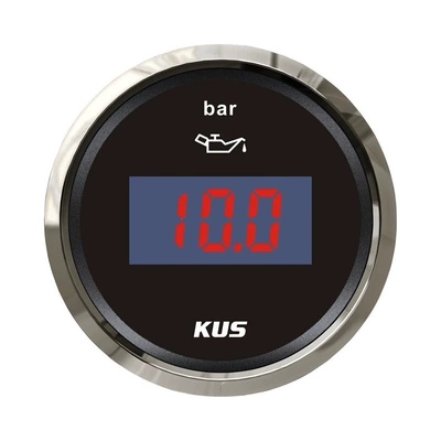 KUS Instrument Digital Oil Pressure Gauge 0-10bar 52mm Universal Model for Boats, Cars, and RVs with Night Light (automobile instrument) - black-dial-0-10bar