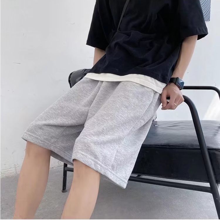 Solid Color Casual Shorts Men's Summer New Korean Style Trendy Loose Large Size Beach Pants Couple Style Sports Pants