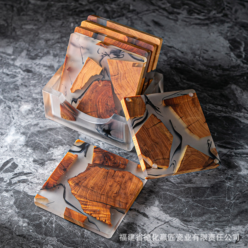 Taza de té de madera japonesa almohadilla de aislamiento térmico de resina simple porta taza junta creativa piezas de ceremonia del té accesorios caseros acantilados cojín de ciprado