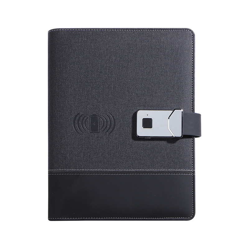 지문 잠금 무선 충전 노트북 USB 플래시 드라이브 비즈니스 사무실 다기능 충전 루즈리프 노트패드 인쇄 로고