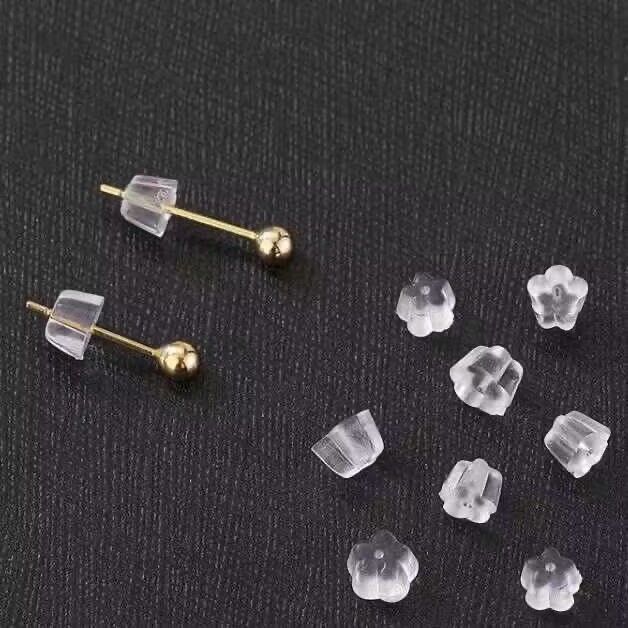 Plum Blossom Transparent Silicone Anti-Falling Plastic Earplugs Rubber Plugs Ear Plugs Earrings Ear Studs Back Plug Accessories Plugs