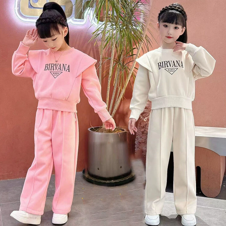 Самодельный бренд Демисезонный набор для подростков: oversized лонгслив с буквами и расслабляющие брюки