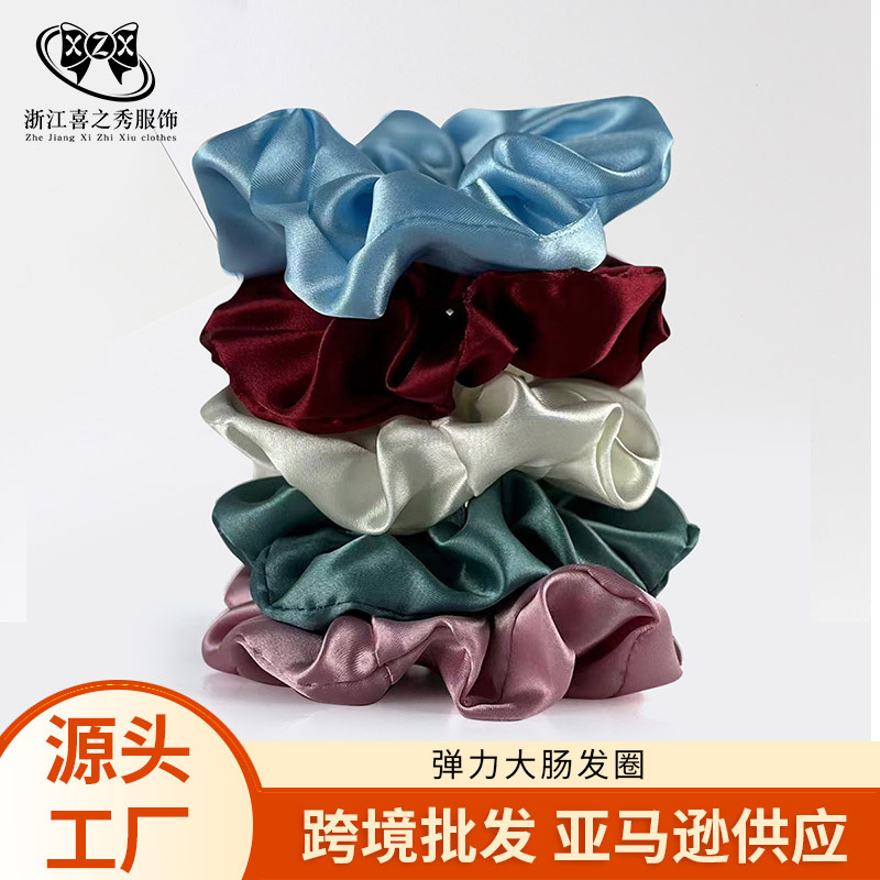 弹力大肠发圈批发欧美纯色布艺肥肠皮筋发绳饰品头花大号布艺手工