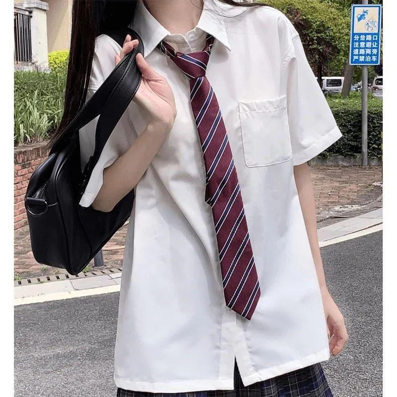 Japanese Girls Short-sleeved White Shirt jk Professional Point Collar College Style Uniform Class Uniform Work Uniform Graduation Shirt