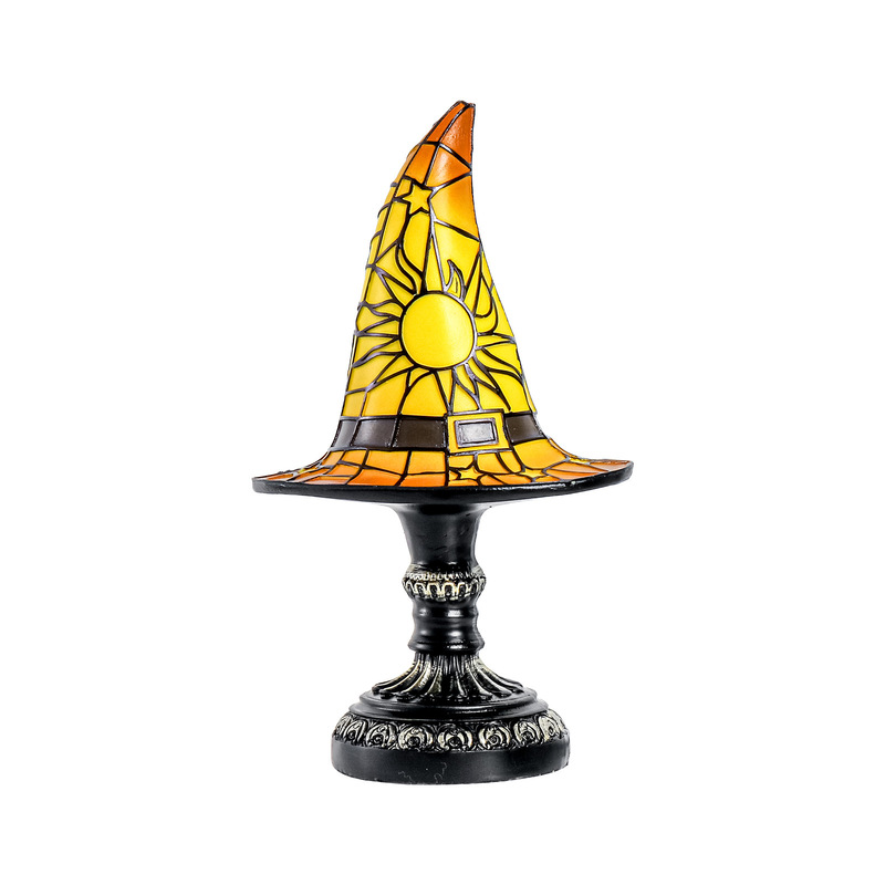 跨境新款Stained Glass Witch Hat Lamp 女巫帽灯床头柜夜灯|undefined