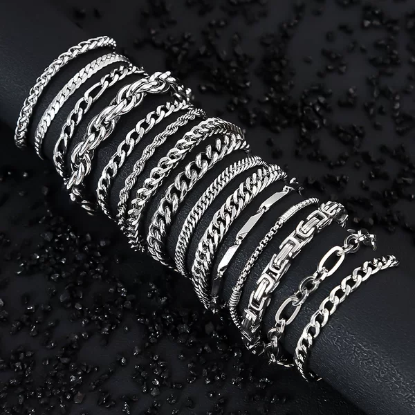 Cross-Border Hot-Selling Stainless Steel Bracelet European and American Men's Non-Fading Cuban Chain Fashionable Versatile Washable Titanium Steel Bracelet