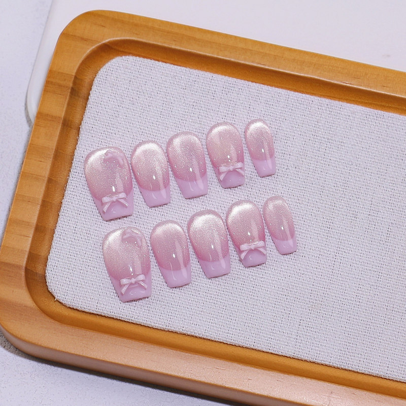 Trendy Handmade Wearable Nails Popular Style Brightening Purple Crescent Fairy Temperament Detachable Finished Nail Pieces