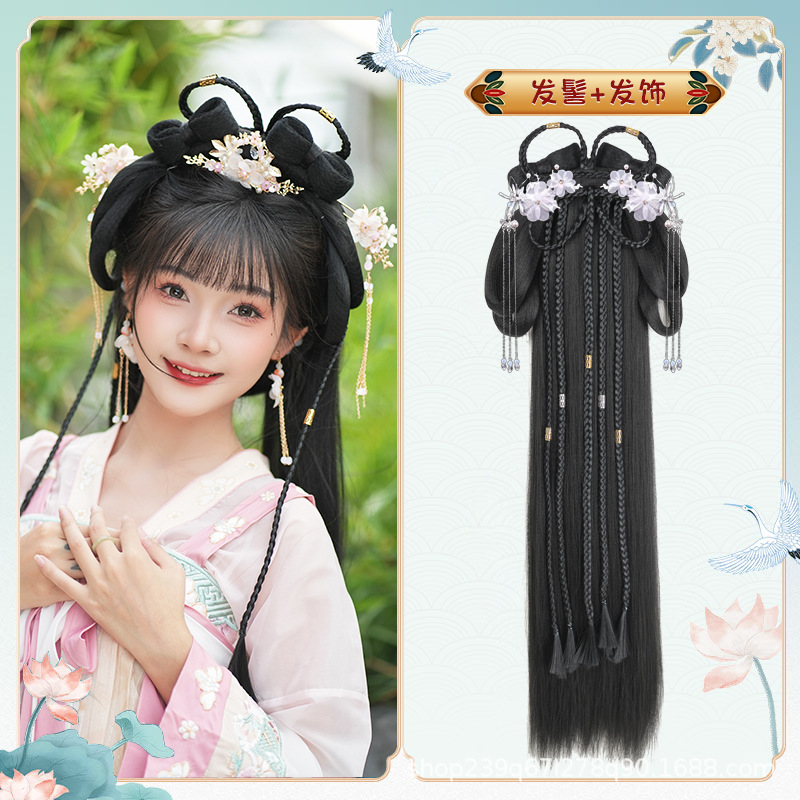 땋은 머리 + 은잠자리 헤어 액세서리 한 쌍