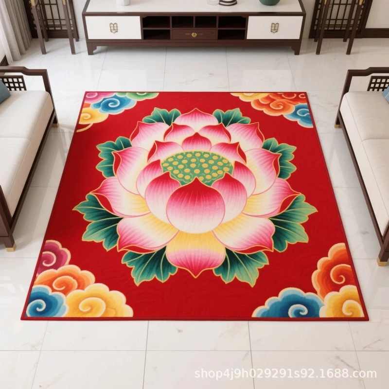莲花水晶地垫禅意跪拜跪垫打坐地毯卧室家用正方房间中式客厅立体|undefined