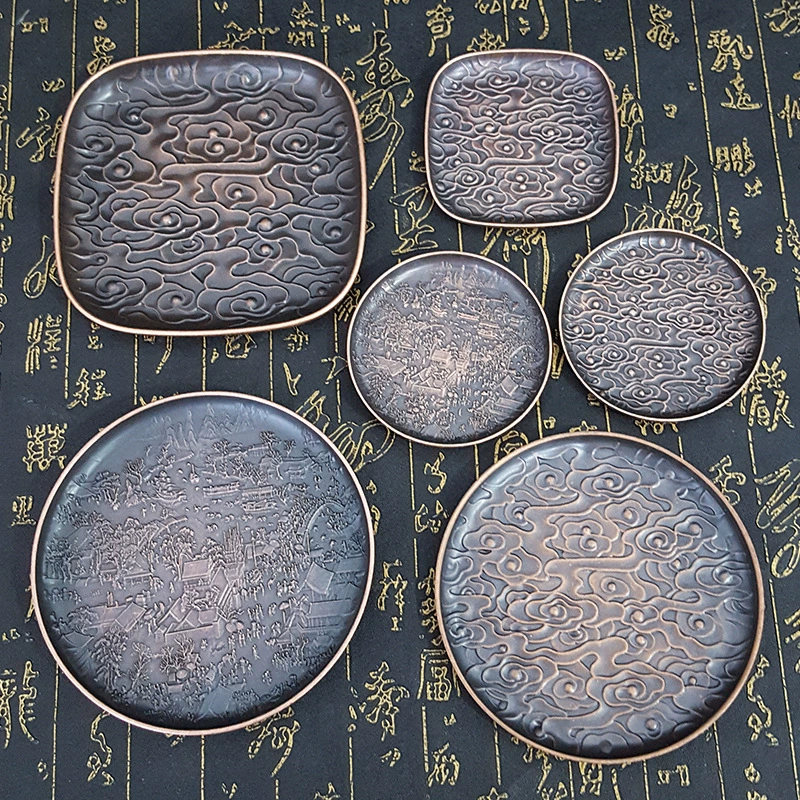 Креативный сплав, новый китайский подстаканник, нескользящий подстаканник, аксессуары для чайной церемонии, подставка с узором Xiangyun, винтажная подставка для чая кунг-фу