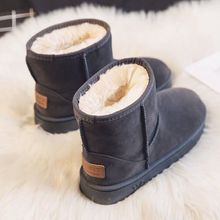 2023冬季新款皮面雪地靴女加绒加厚棉鞋学生短筒保暖靴子