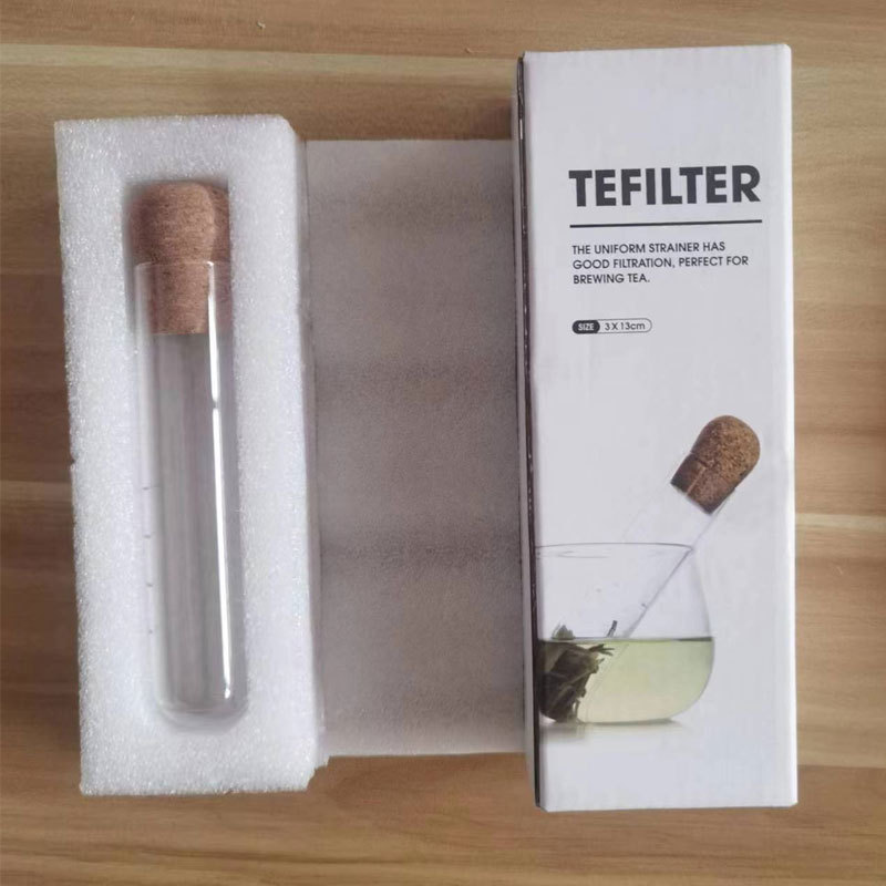 Nueva venta al por mayor de té de vidrio transparente de fugas de té rojo Filtro de té accesorios borosilicato resistente al calor tubo de ensayo de vidrio fabricante de té