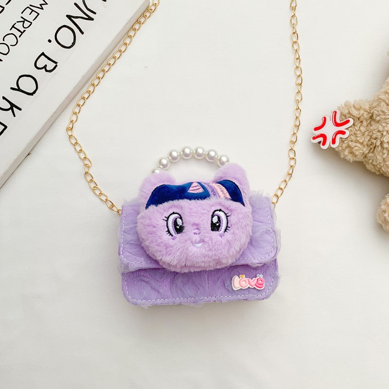 Nuevo bolso de chicas moda lindo caricatura peluche niños un hombro princesa mochila bolso en línea niña pequeña bolsa