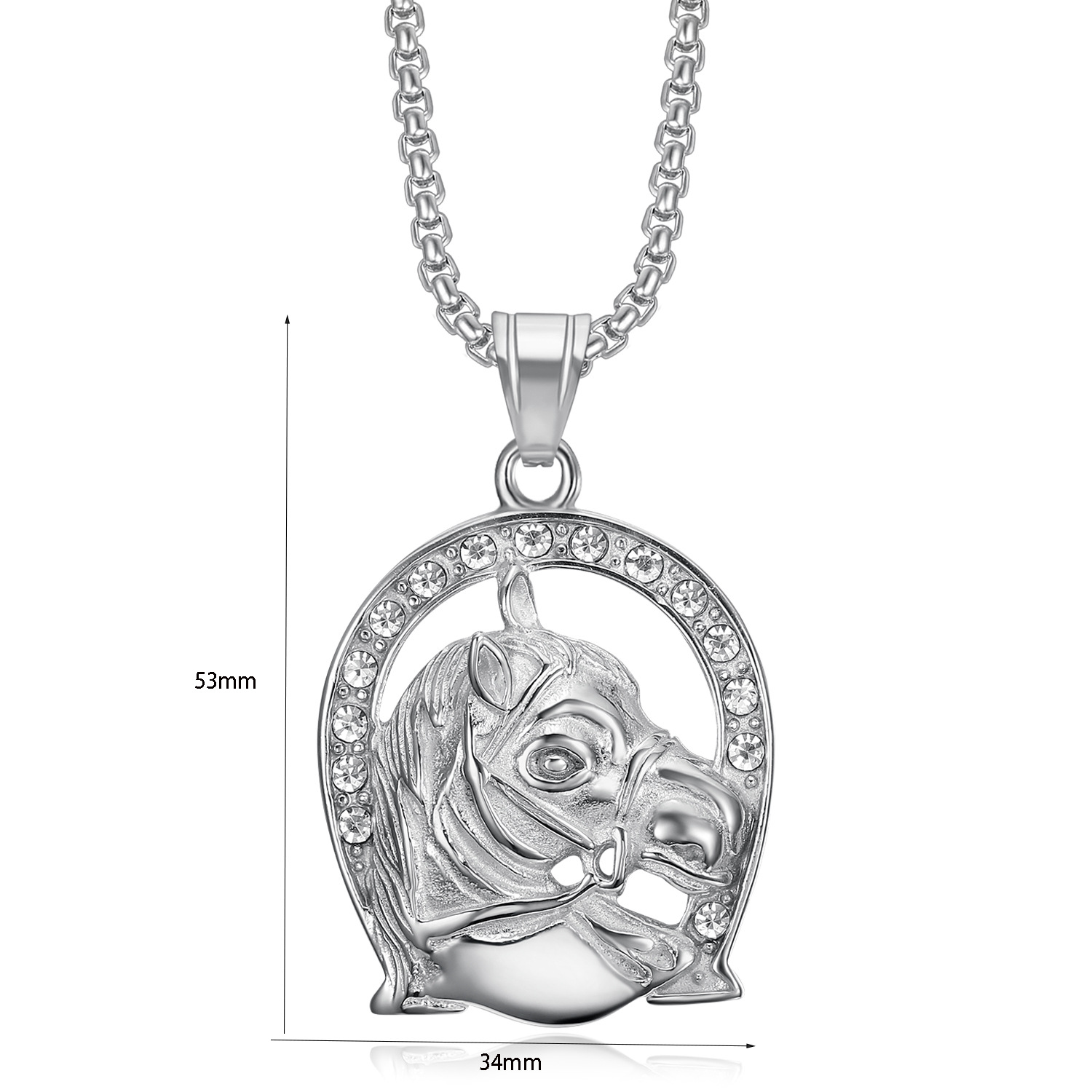 15g Weight 304 Stainless Steel Pendant Material Hip-Hop Solid Color 304 Stainless Steel Inlay Zircon Men's Pendant Necklace