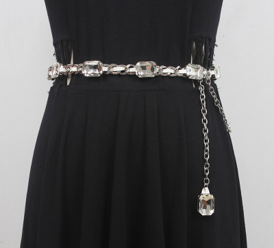 Simplicity Versatile fashion sexy Rhinestone Waist chain Korean Edition Ladies decorate belt Dress Metal Diamonds chain