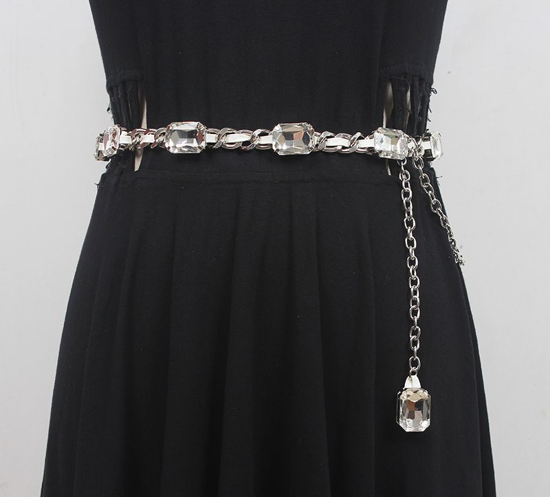 Simplicity Versatile fashion sexy Rhinestone Waist chain Korean Edition Ladies decorate belt Dress Metal Diamonds chain