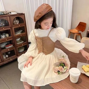 Girls Dress Spring Clothing 2025 Autumn New Baby Style Skirt Children's Chiffon Long Sleeve Autumn Princess Dress