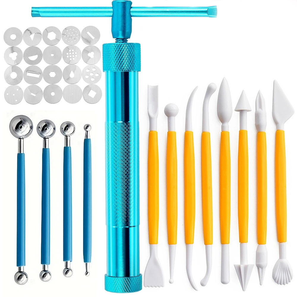 Cross-border pottery tools 33-piece set, clay squeezing gun, pill stick, clay sculpture carving knife, DIY clay squeezing machine