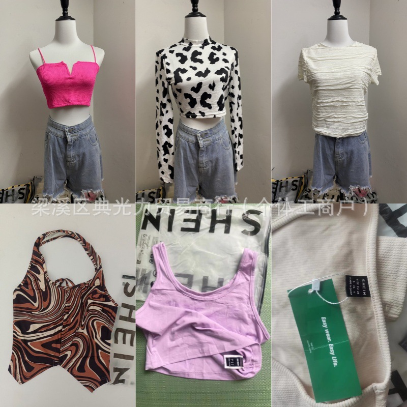 SHEIN miscelánea gran cantidad de ropa de verano en el lugar, mercancías de cola de código misceláneo transfronterizas, gran volumen de almacenamiento, buen precio