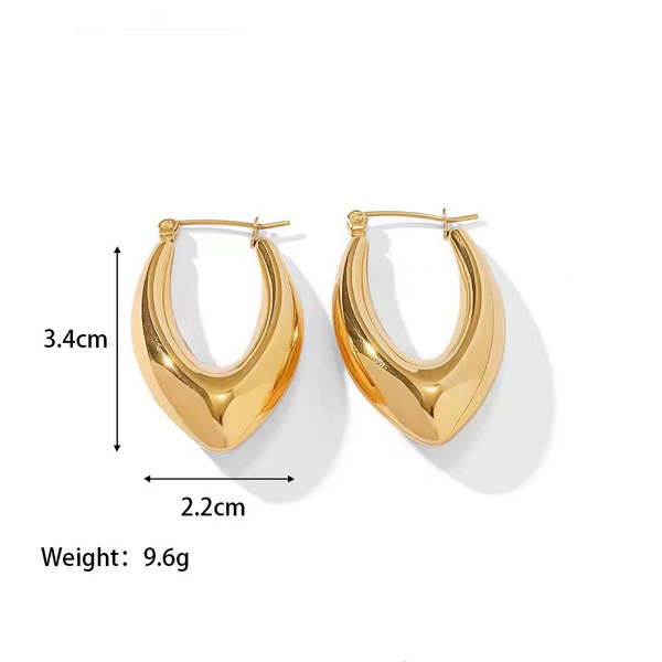 Ellipular pointed eccentric earrings Golden MS-007