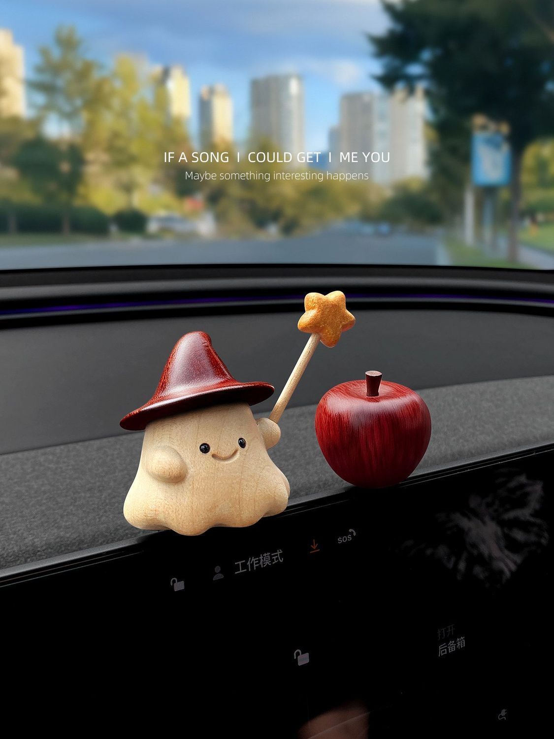 Car Ornament [Cast a Magic Spell for a Safe Journey] Screen Center Console Decorative Interior Accessory