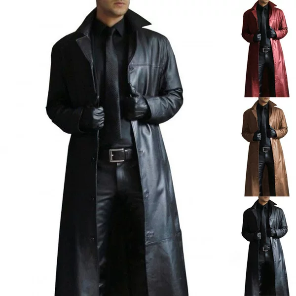 [in stock] Autumn Male Gods Fashion Elegant Solid Color Slim PU Leather Lian Leather Men's Coat Coat