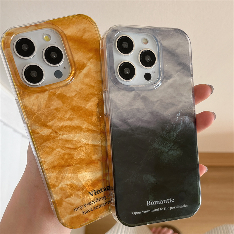 Ins patrón de papel de aluminio de alta calidad para iPhone16promax funda para teléfono móvil Apple 15Pro 14 personalidad creativa 13