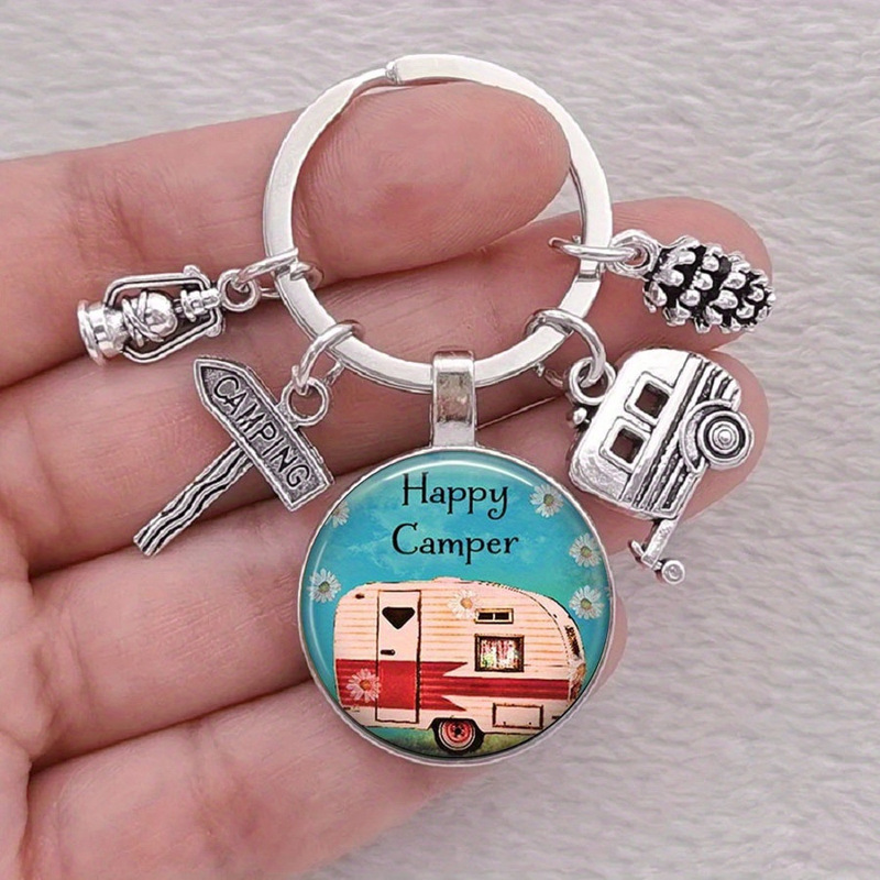 Horse Lantern Pine Cone Blue Rv Time Gem Keychain Camping Style Outdoor Lovers Keychain Wholesale Cross-border temu